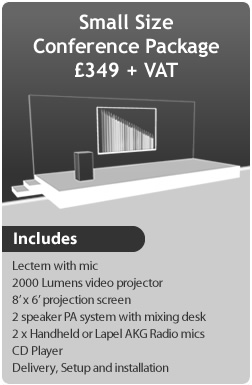 Small Size Conference Package £350 + VAT